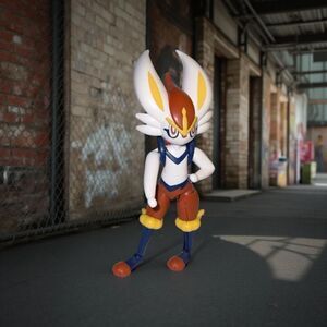 Bandai Original Pokemon SHODO Cinderace Anime Action Figure Assembly Model A10